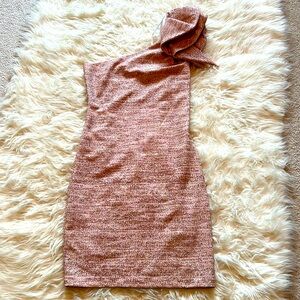 Betsy & Adam pink short, one shoulder dress